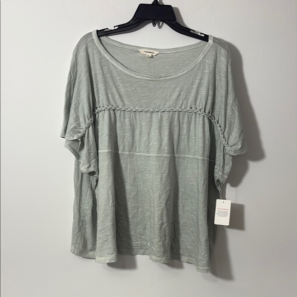 Green Blouse with Scoop Neck and Flutter Sleeves lucky brand - Picture 1 of 3